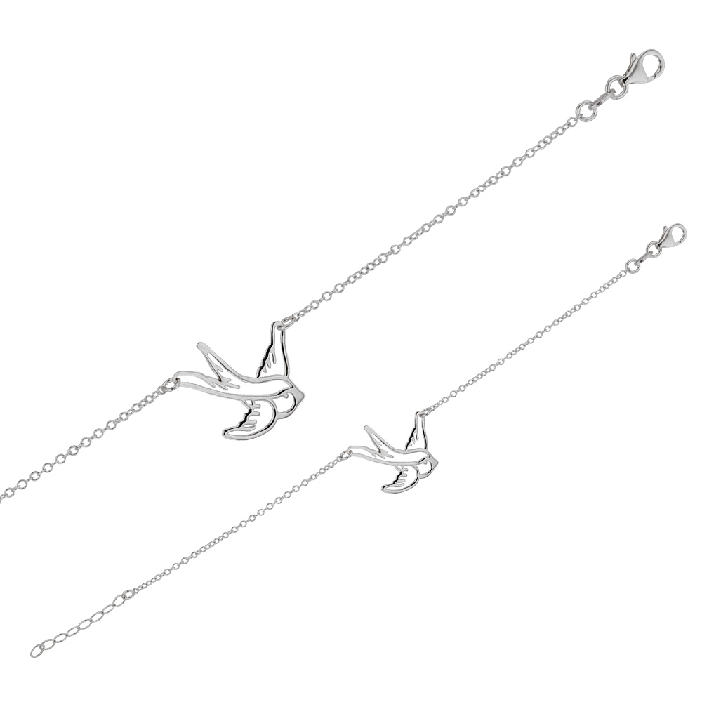Bracelet oiseau en argent 925/1000e rhodié 