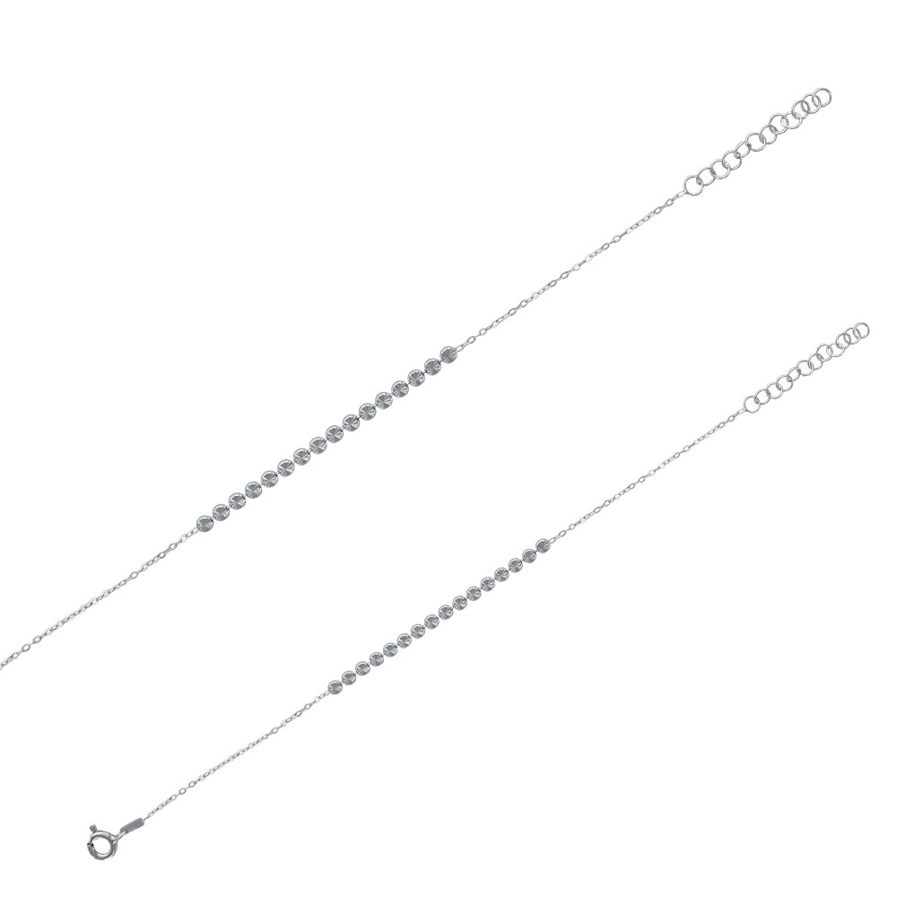 Bracelet en argent 925/1000 rhodié formé d'un rang de petits ronds brillants (19 cm)