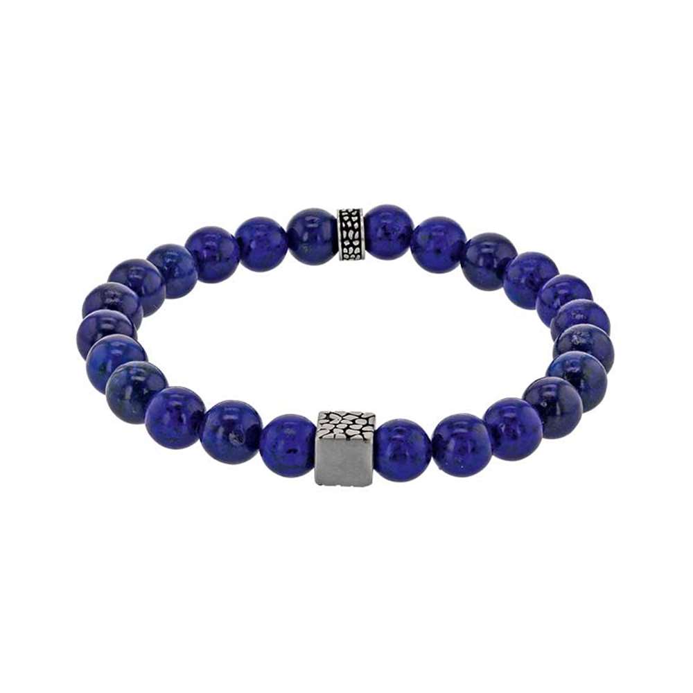 Bracelet avec boules en Lapis Lazuli avec 2 éléments en Acier (3180180L) - Homme