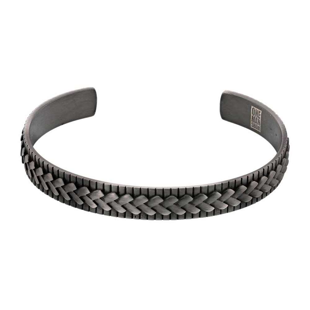Bracelet rigide Acier noir avec relief (318465) - Homme