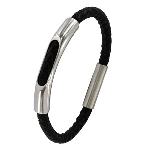 Bracelet souple acier et synthétique - Homme