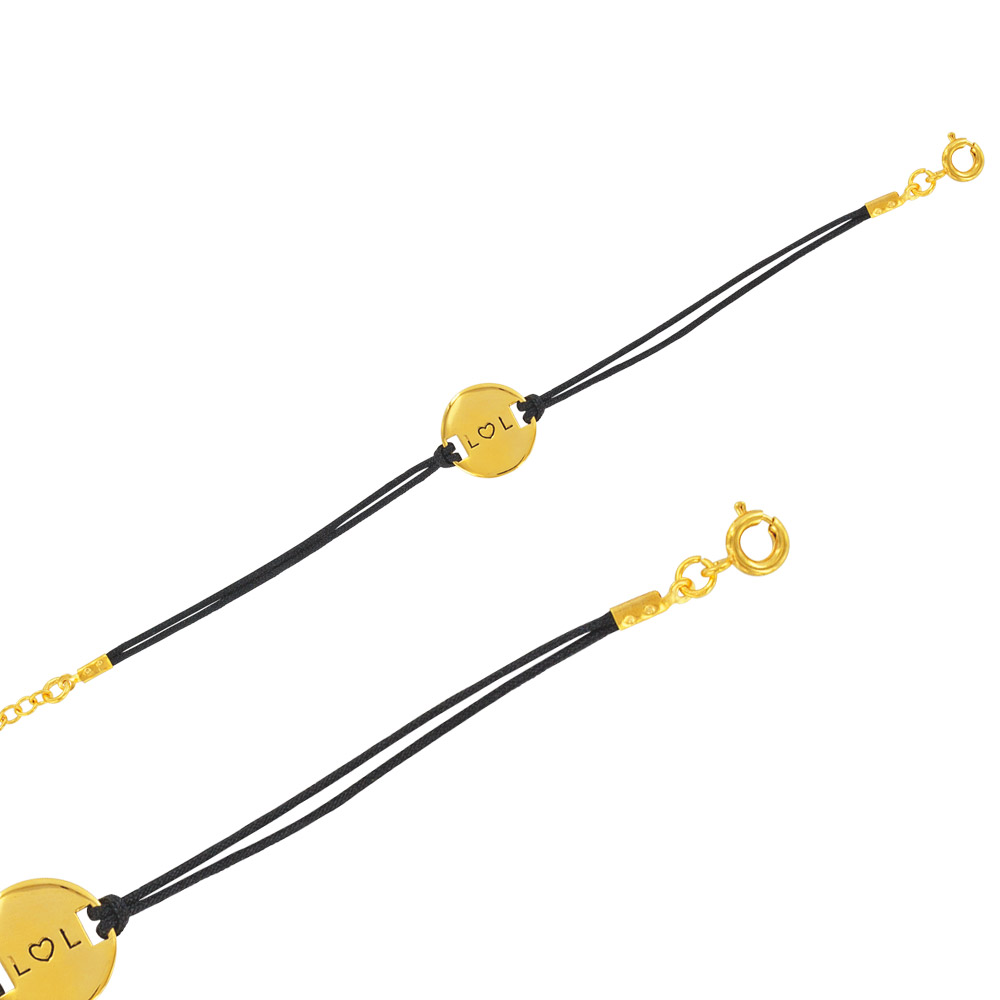 Bracelet cordon plaqué or - Noir