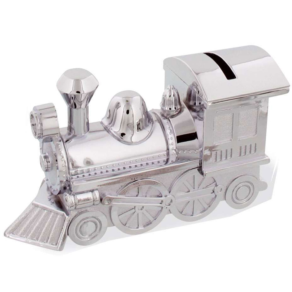 Tirelire locomotive - Enfant - Métal argenté  - (TIRL)