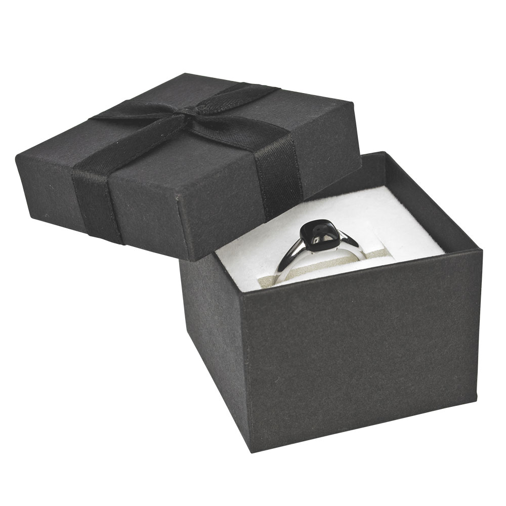 Ecrin bague/boucles d'oreilles carton - Noir