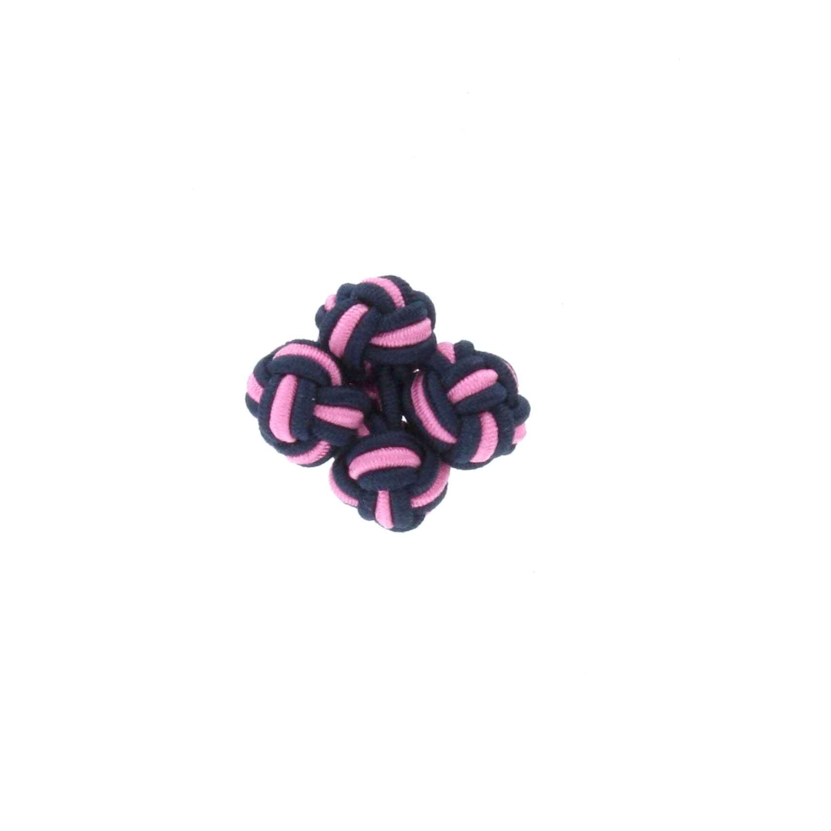  Boutons de manchette passementerie marine et rose - Homme