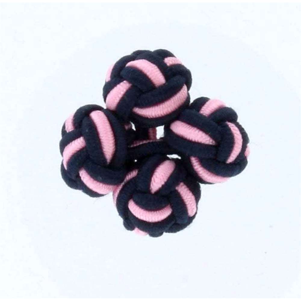  Boutons de manchette passementerie marine et rose - Homme