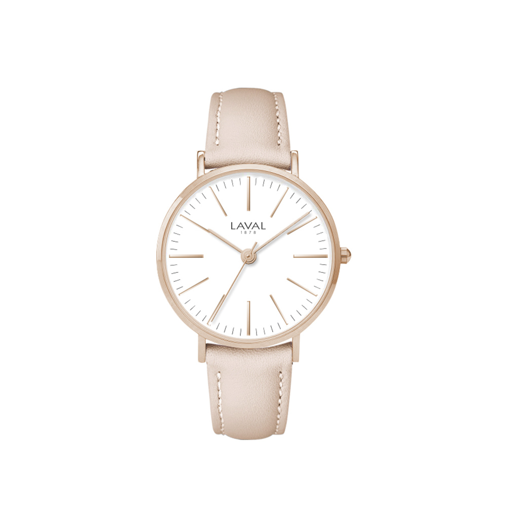 Montre homme boîtier métal, bracelet cuir de bovin, mouvement Miyota 2035, doré rose