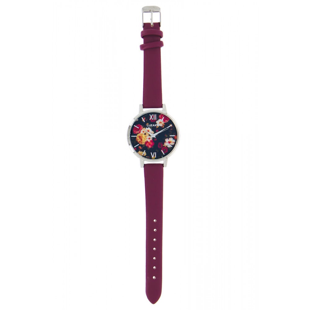 Montre Fleur bordeaux - Femme (49379)