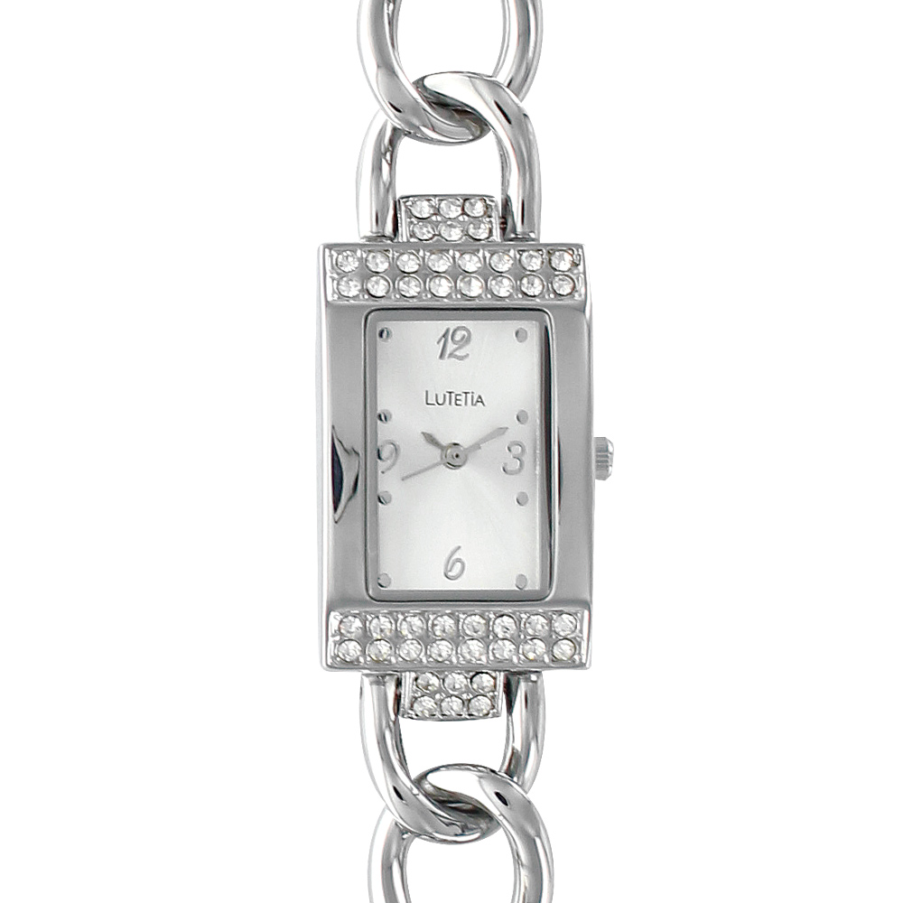 Montre Lutetia métal boîtier avec pierres synthétiques et bracelet style gourmette (750116)