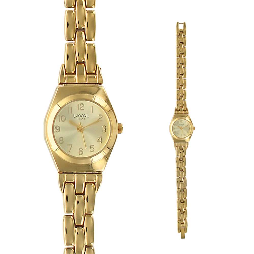 Montre dame dorée boîtier rond et bracelet métal (755133DD)