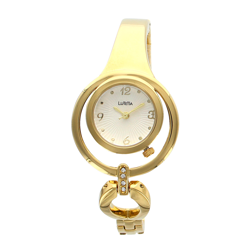 Montre Lutetia en métal doré avec double boîtier et pierres synthétiques (750126D)
