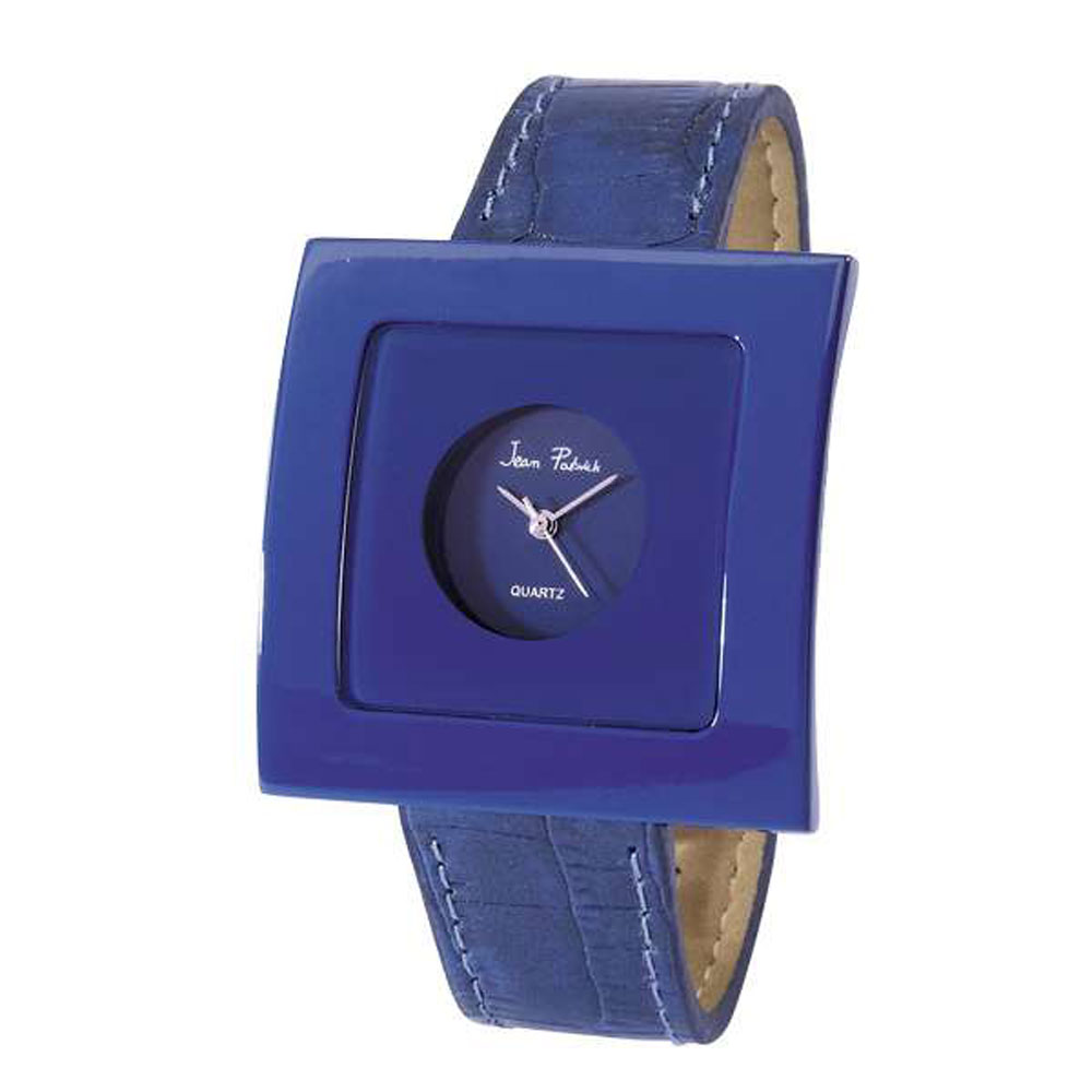 Montre dame cadran carré bracelet bleu sans nickel 