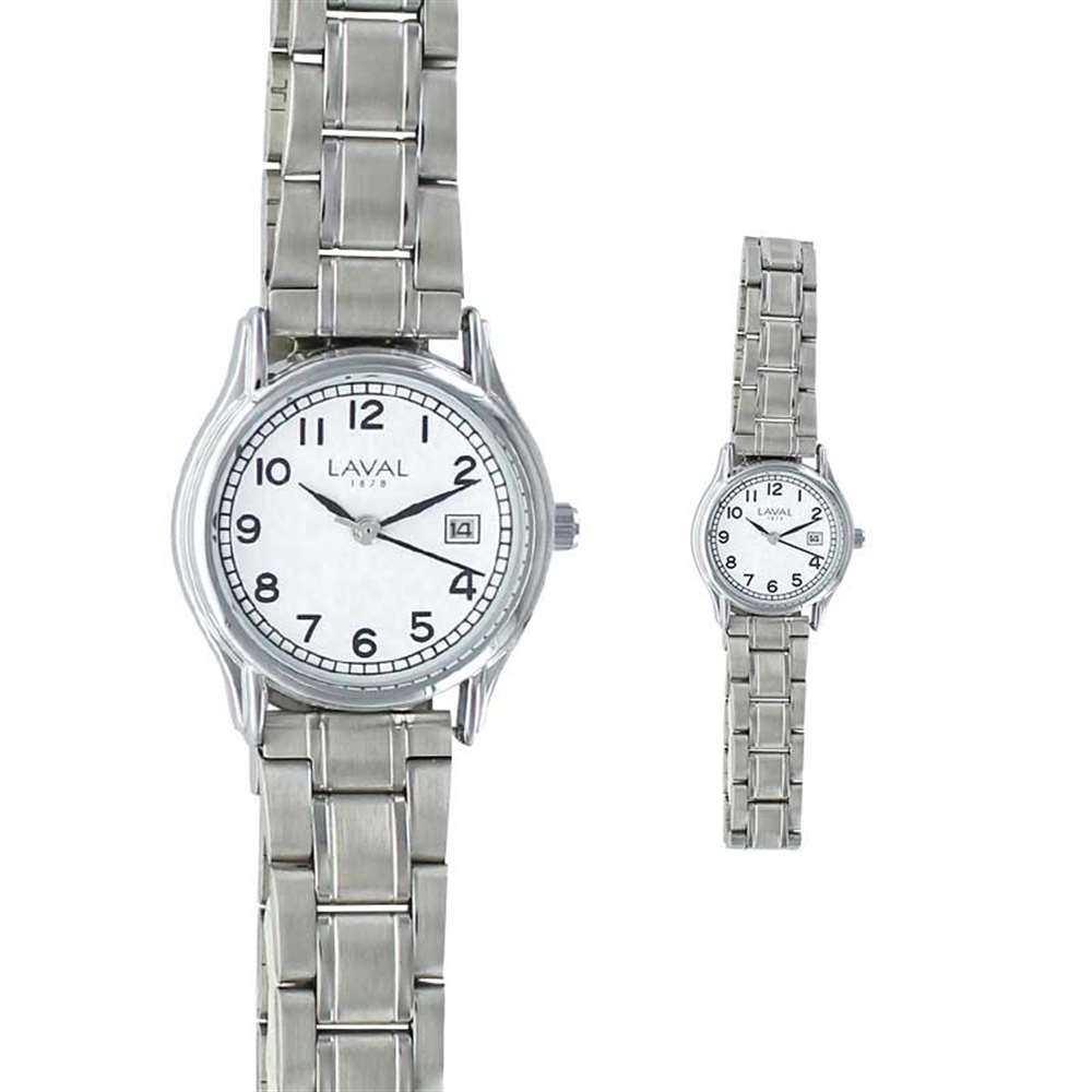 Montre dame boîtier rond, dato 3h et bracelet métal boucle déployante (755134D)