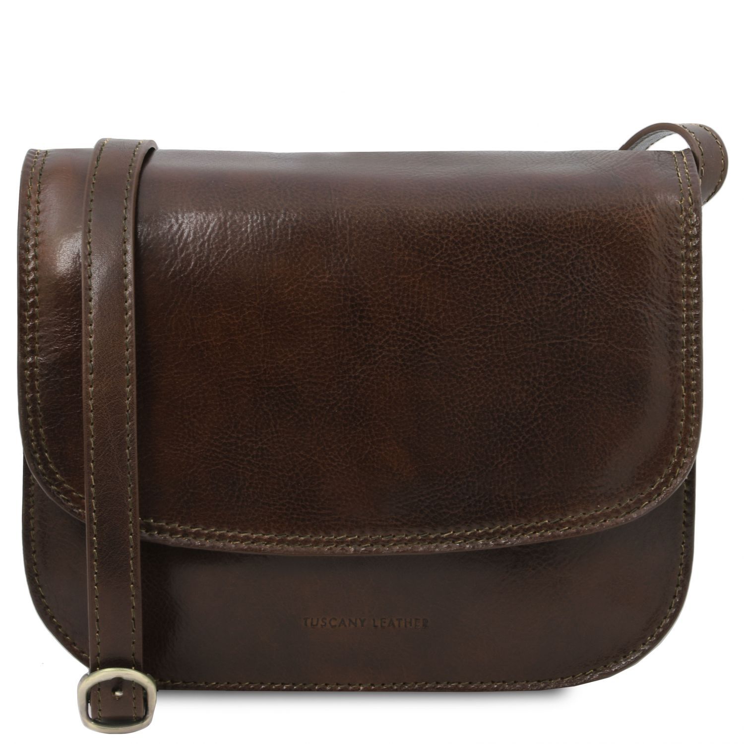 Greta - Sac bandoulière en cuir - Marron foncé (TL141958)
