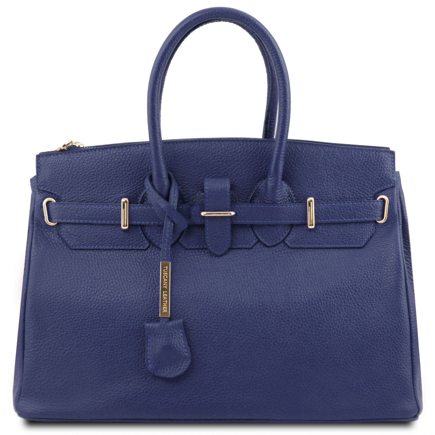 TL Bag - Sac à main pour femme avec finitions couleur or - Bleu foncé (TL141529)