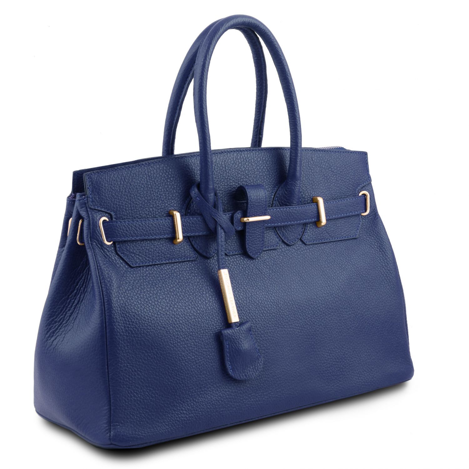 TL Bag - Sac à main pour femme avec finitions couleur or - Bleu foncé (TL141529)