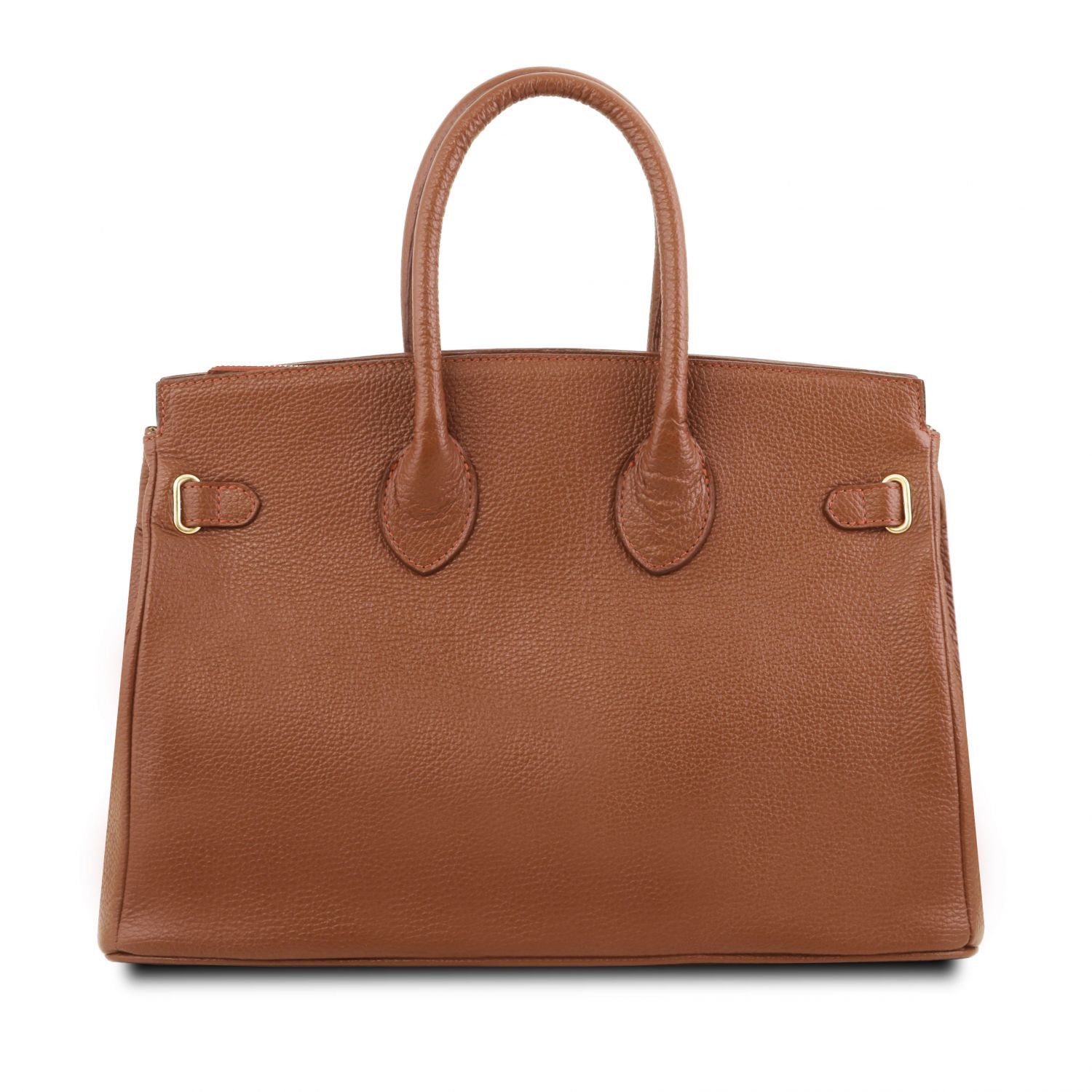 TL Bag - Sac à main pour femme avec finitions couleur or - Cognac (TL141529)