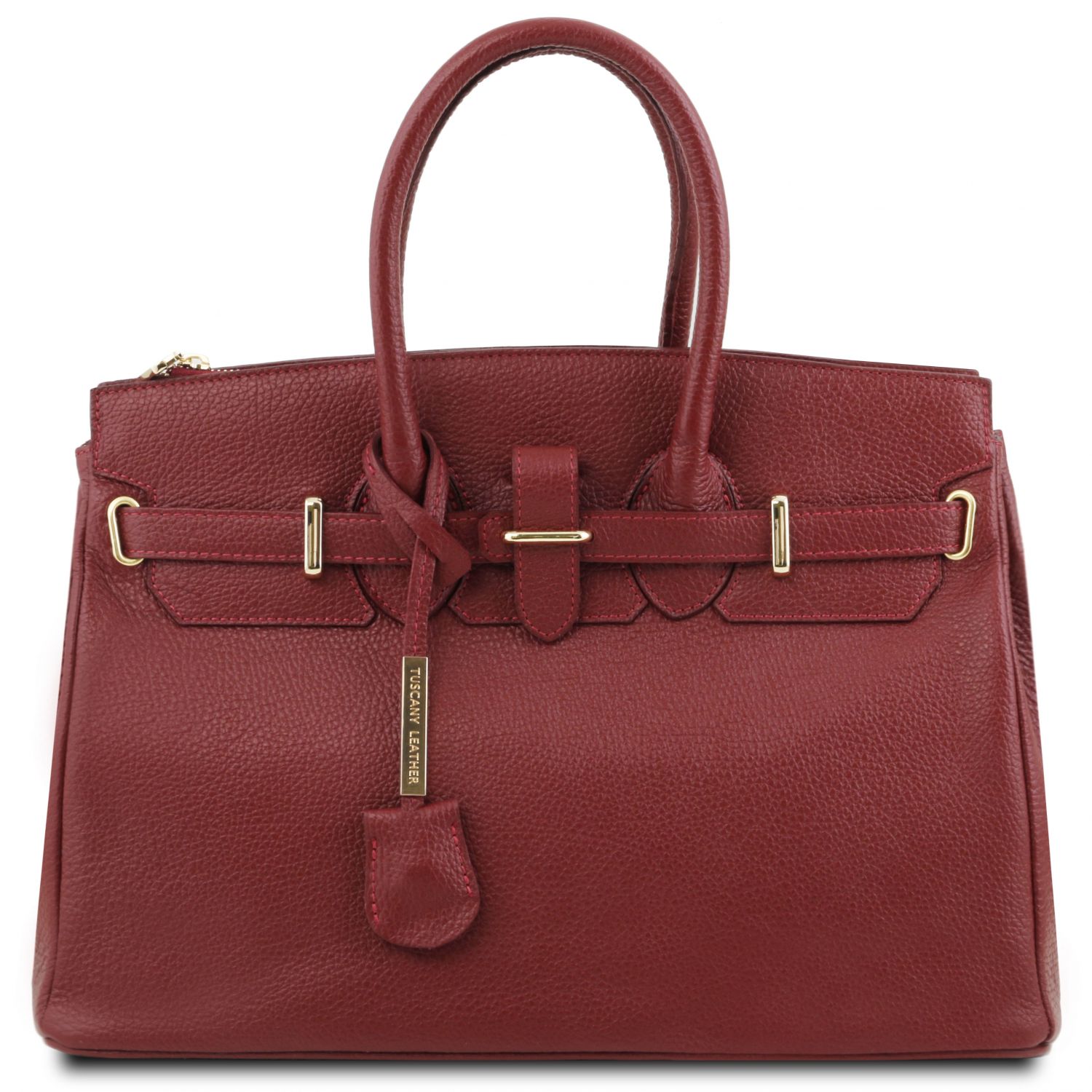 TL Bag - Sac à main pour femme avec finitions couleur or - Rouge (TL141529)