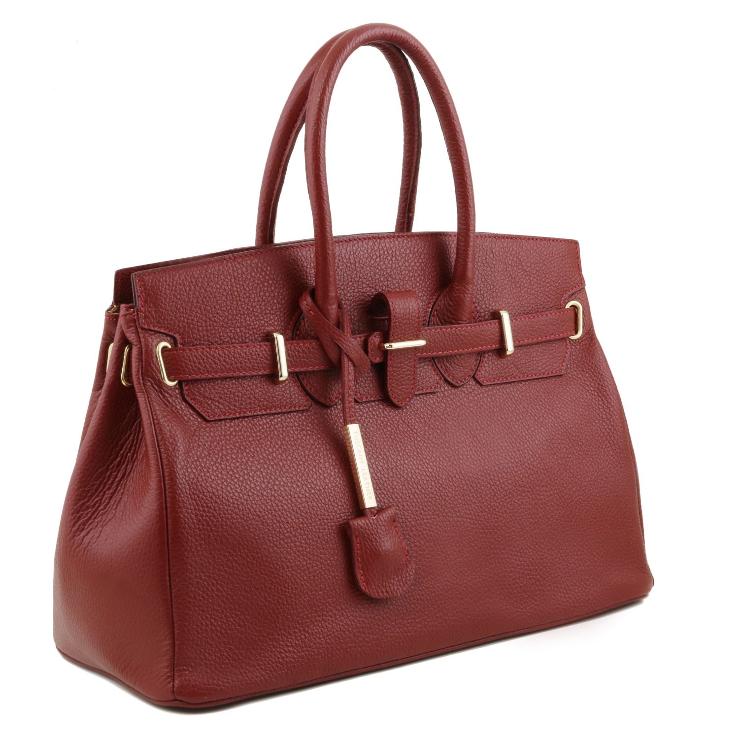 TL Bag - Sac à main pour femme avec finitions couleur or - Rouge (TL141529)