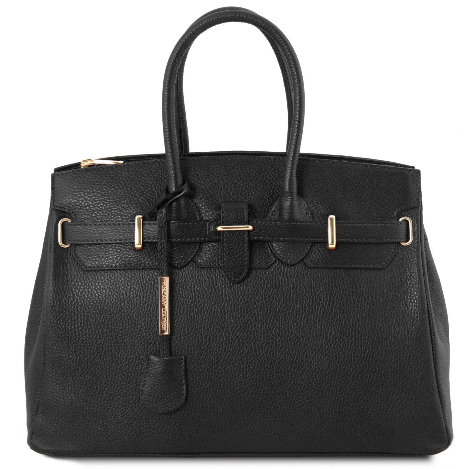 TL Bag - Sac à main pour femme avec finitions couleur or - Noir (TL141529)