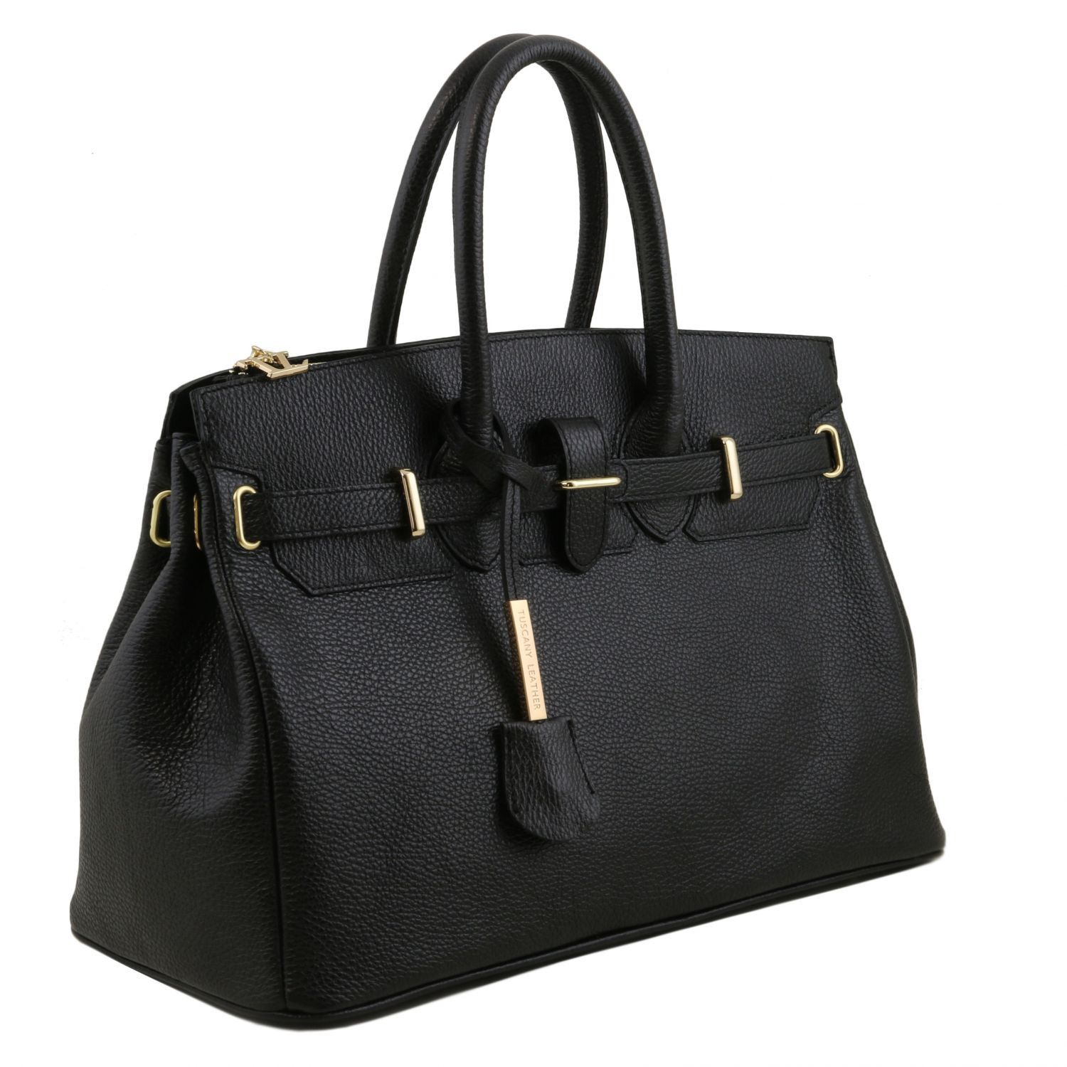 TL Bag - Sac à main pour femme avec finitions couleur or - Noir (TL141529)