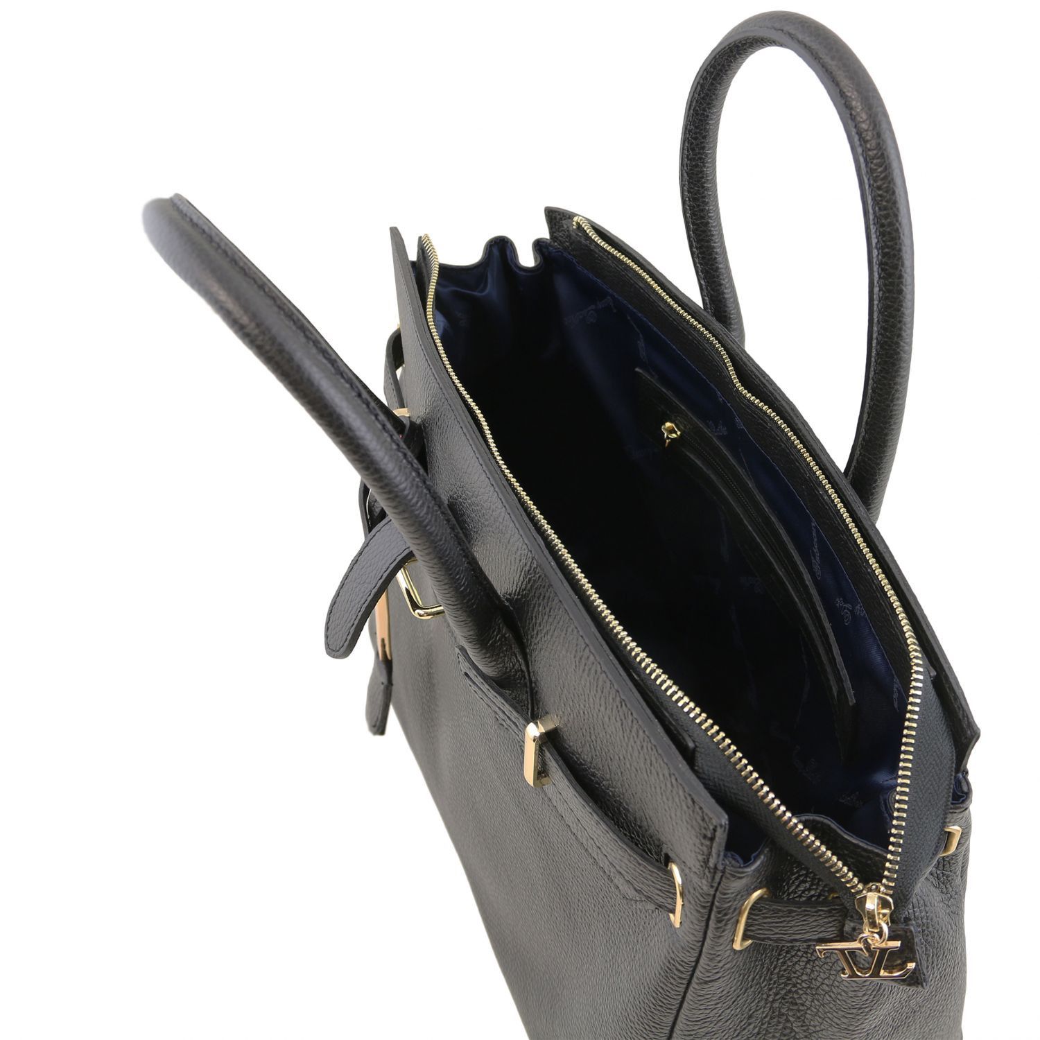 TL Bag - Sac à main pour femme avec finitions couleur or - Noir (TL141529)