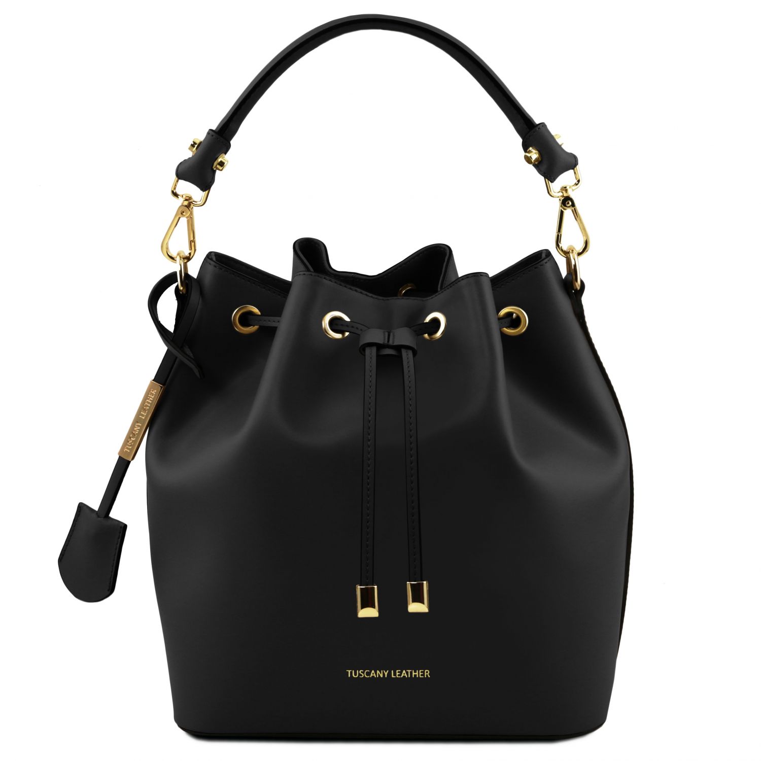 Vittoria - Sac secchiello pour femme en cuir - Noir (TL141531)