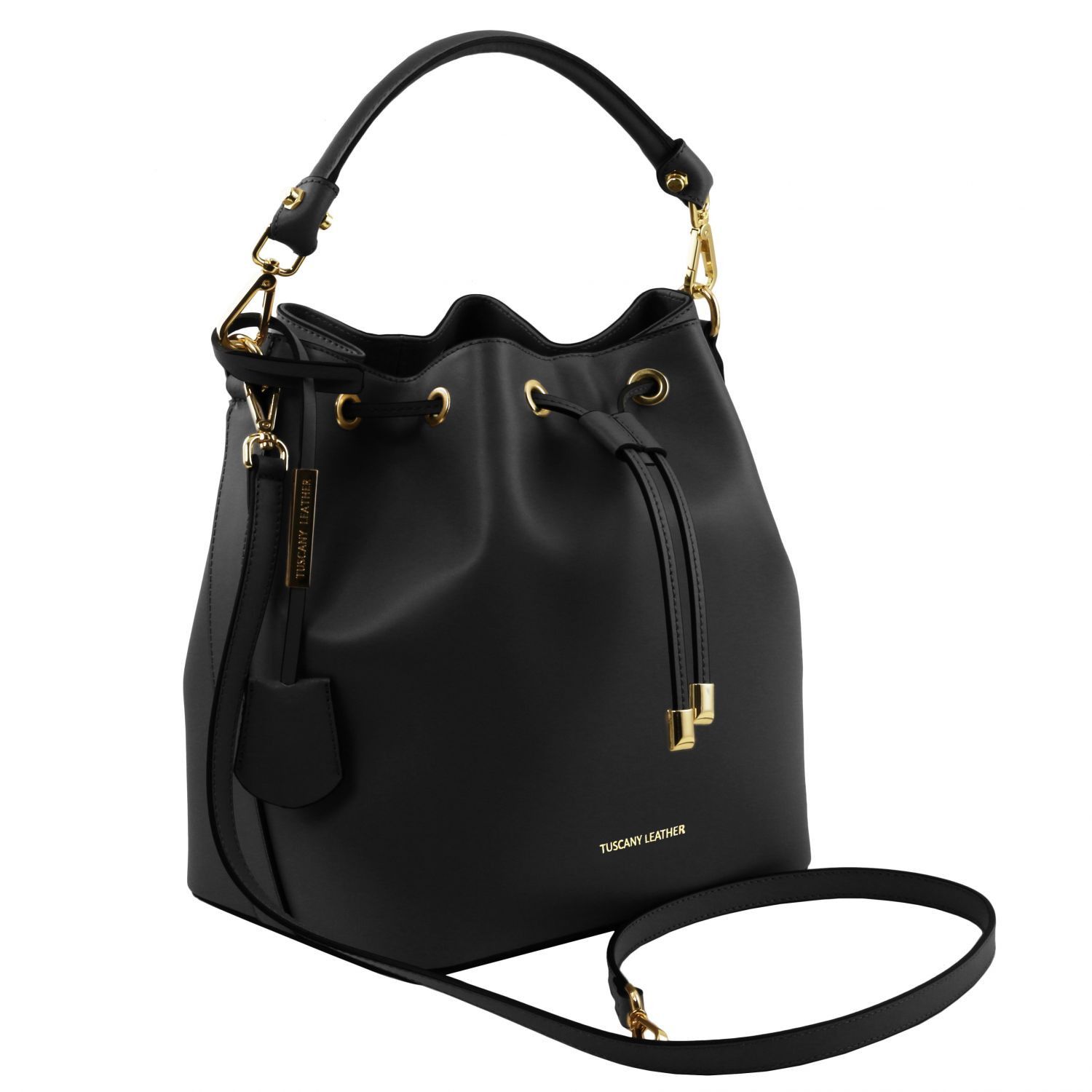 Vittoria - Sac secchiello pour femme en cuir - Noir (TL141531)