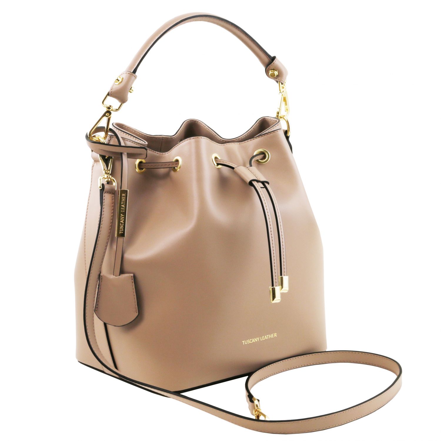 Vittoria - Sac secchiello pour femme en cuir - Champagne (TL141531)