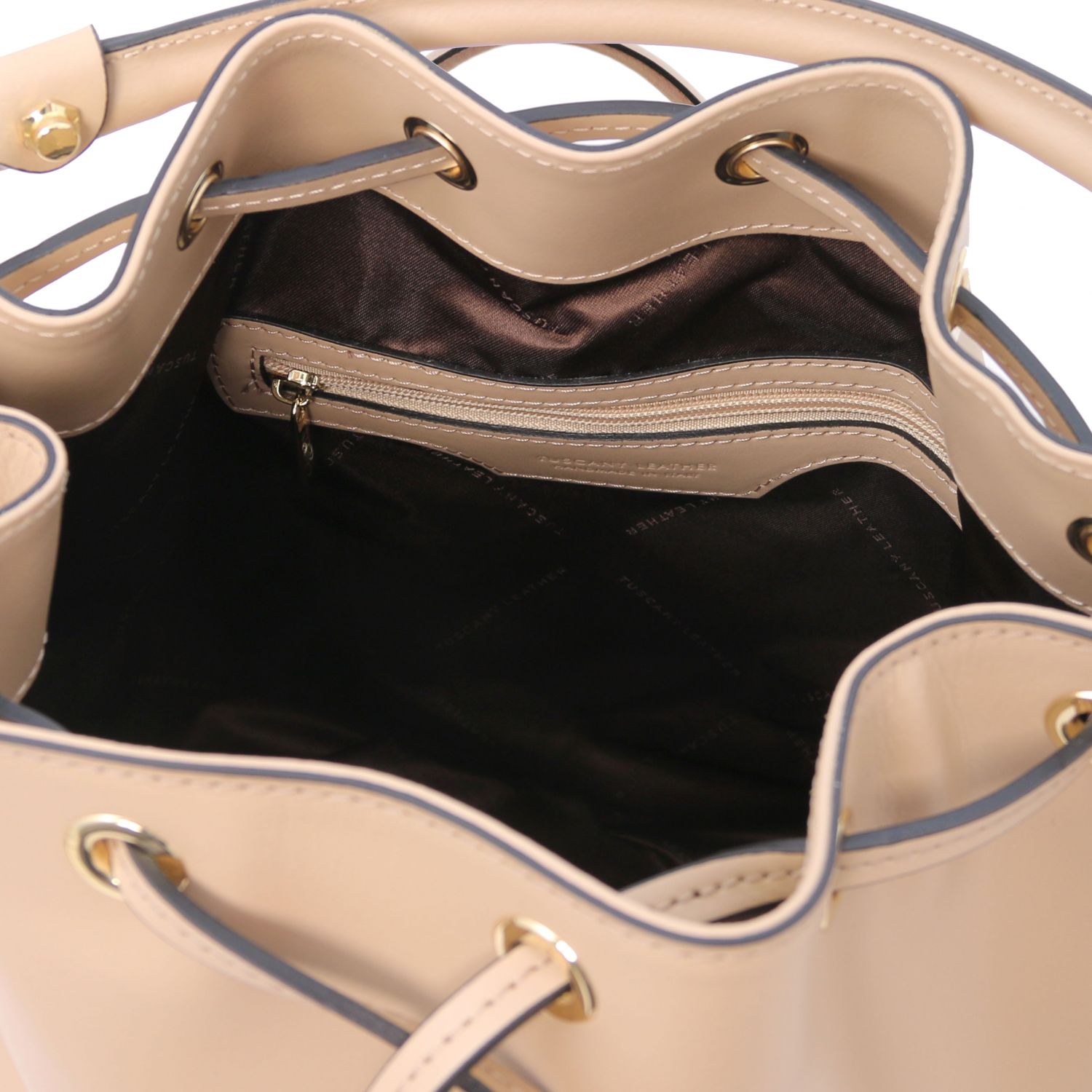 Vittoria - Sac secchiello pour femme en cuir - Champagne (TL141531)