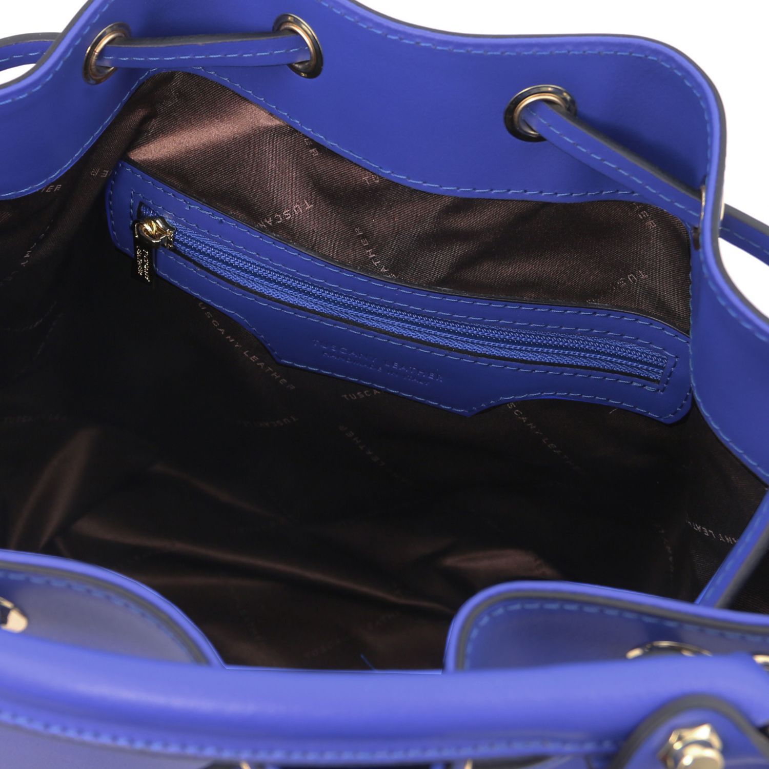 Vittoria - Sac secchiello pour femme en cuir - Bleu (TL141531)