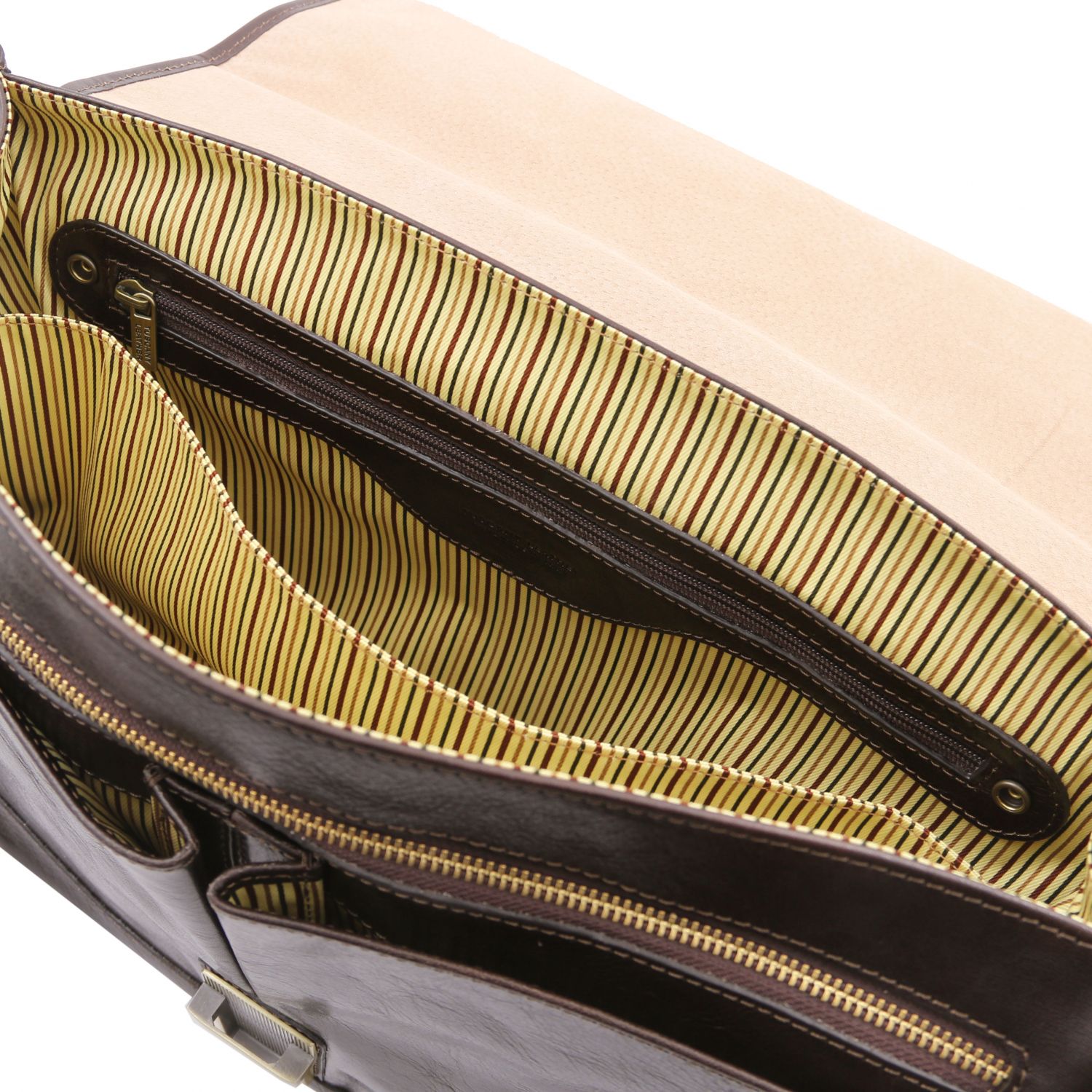 Mantova - Cartable TL SMART multi compartiments en cuir avec rabat - Marron foncé (TL142068)