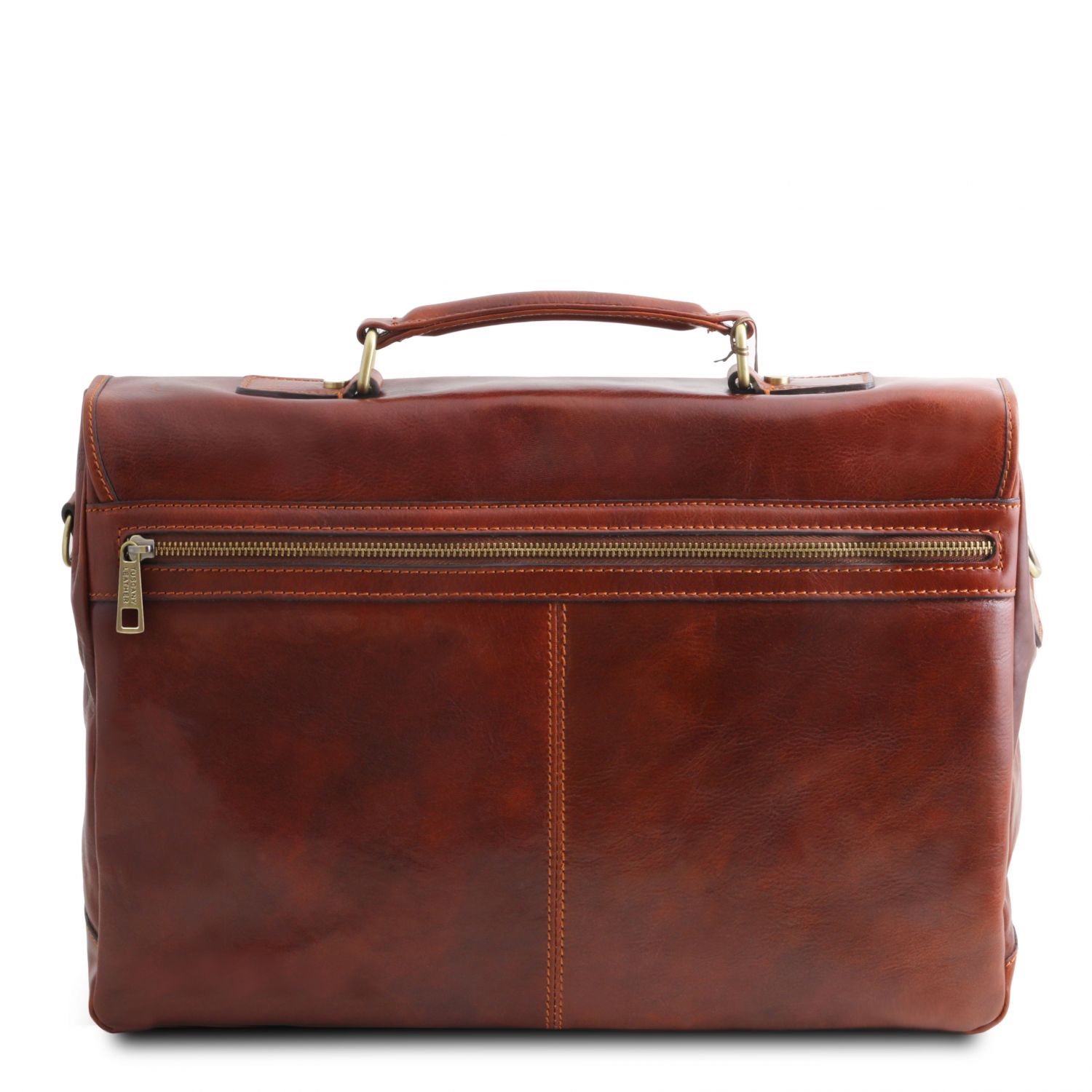 Mantova - Cartable TL SMART multi compartiments en cuir avec rabat - Marron foncé (TL142068)