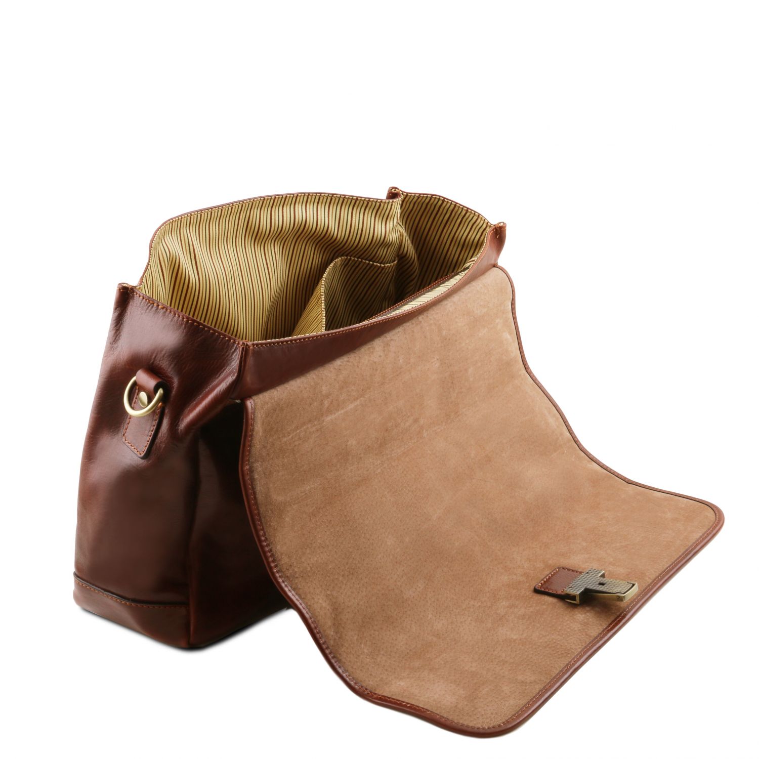 Mantova - Cartable TL SMART multi compartiments en cuir avec rabat - Marron foncé (TL142068)
