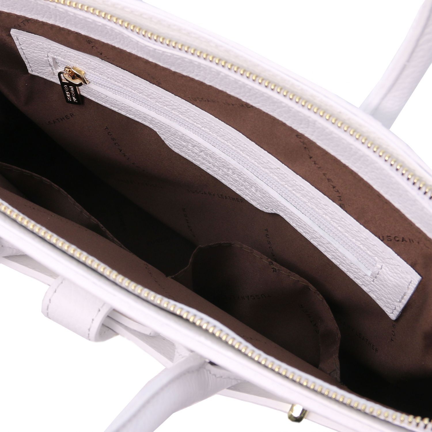 TL Bag - Sac à main pour femme avec finitions couleur or - Blanc (TL141529)
