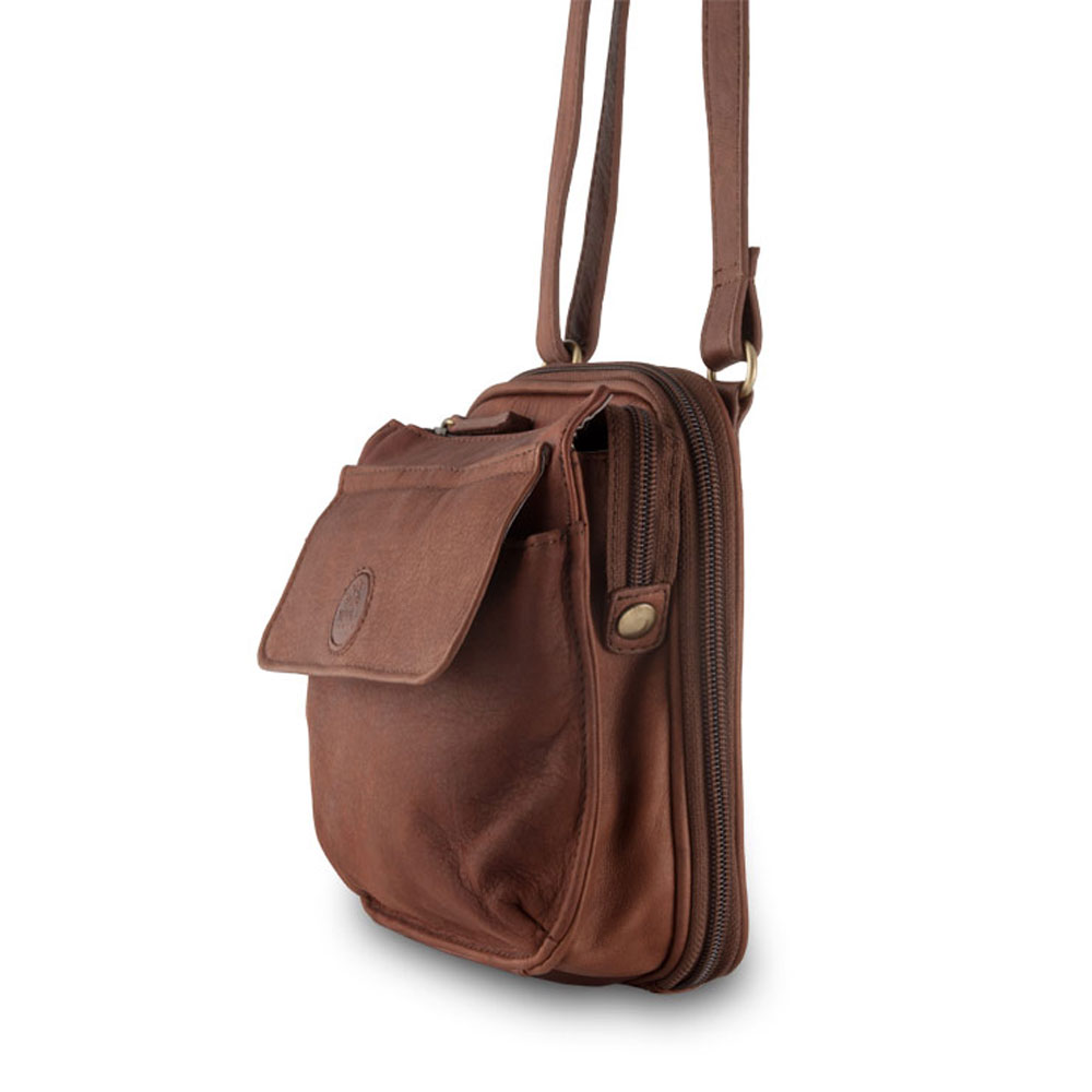 Sac porté épaule en cuir - Soft Collection - Ottavio - Marron foncé  - Homme