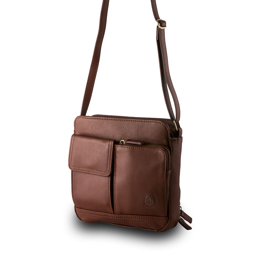 Sac porté épaule en cuir - Soft Collection - Gennaro - Marron foncé - Homme