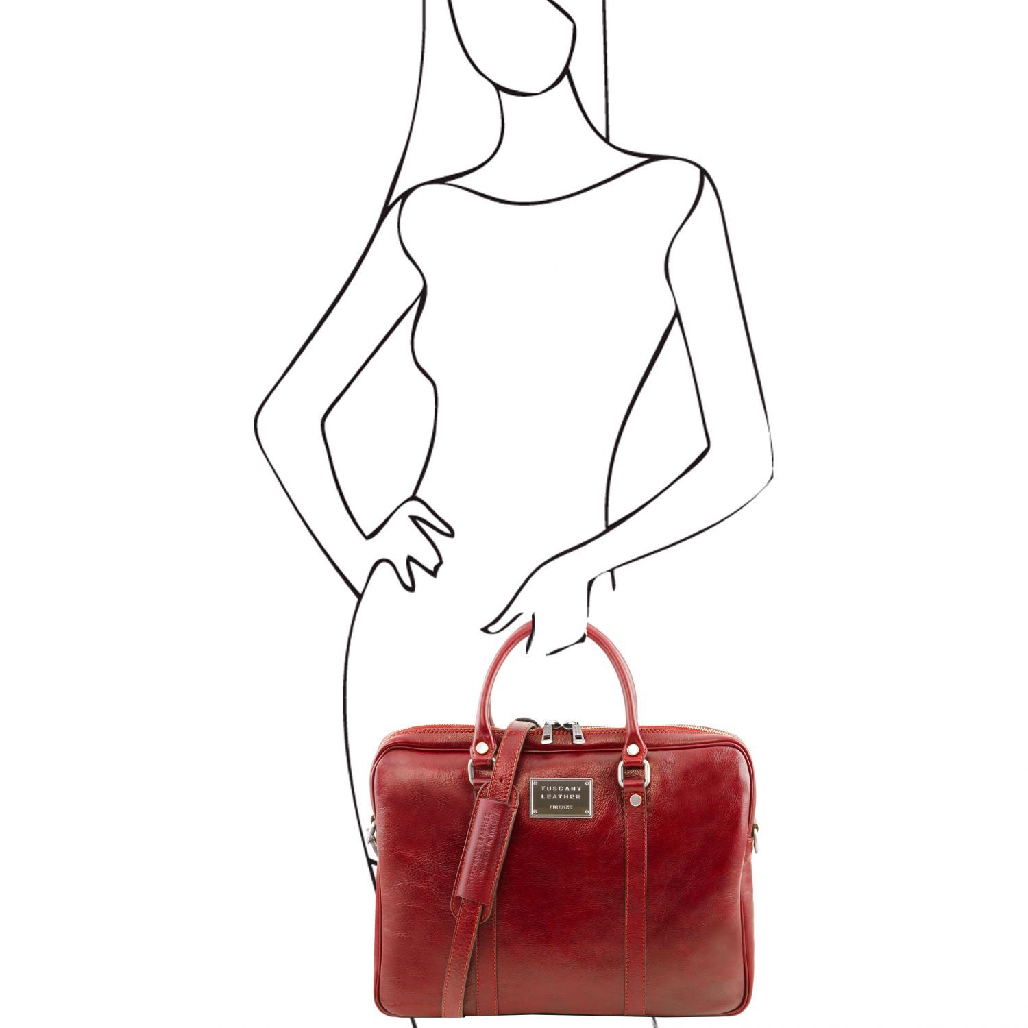 Prato - Elégante serviette pour portable en cuir - Rouge (TL141283)