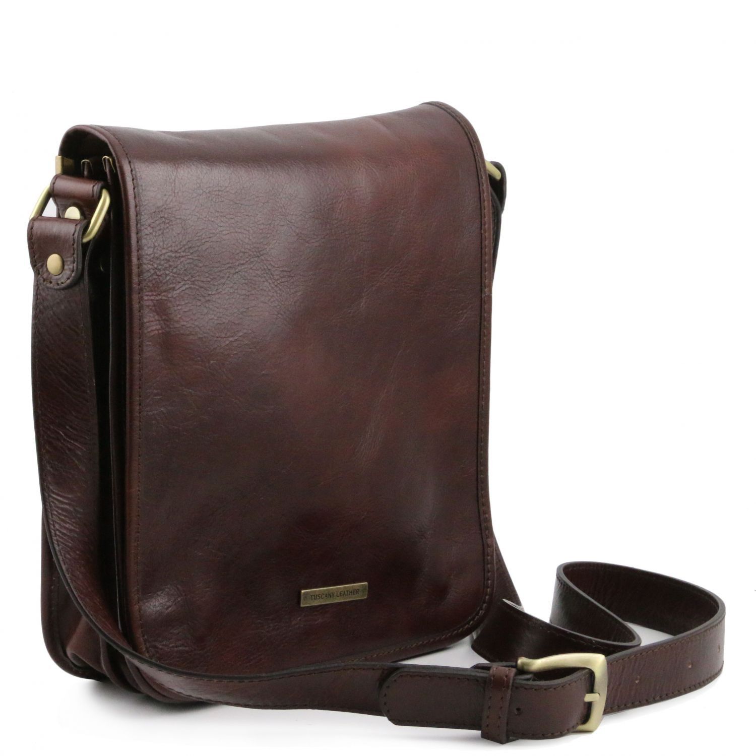 TL Messenger - Sac bandoulière en cuir 2 compartiments - Marron foncé (TL141255)