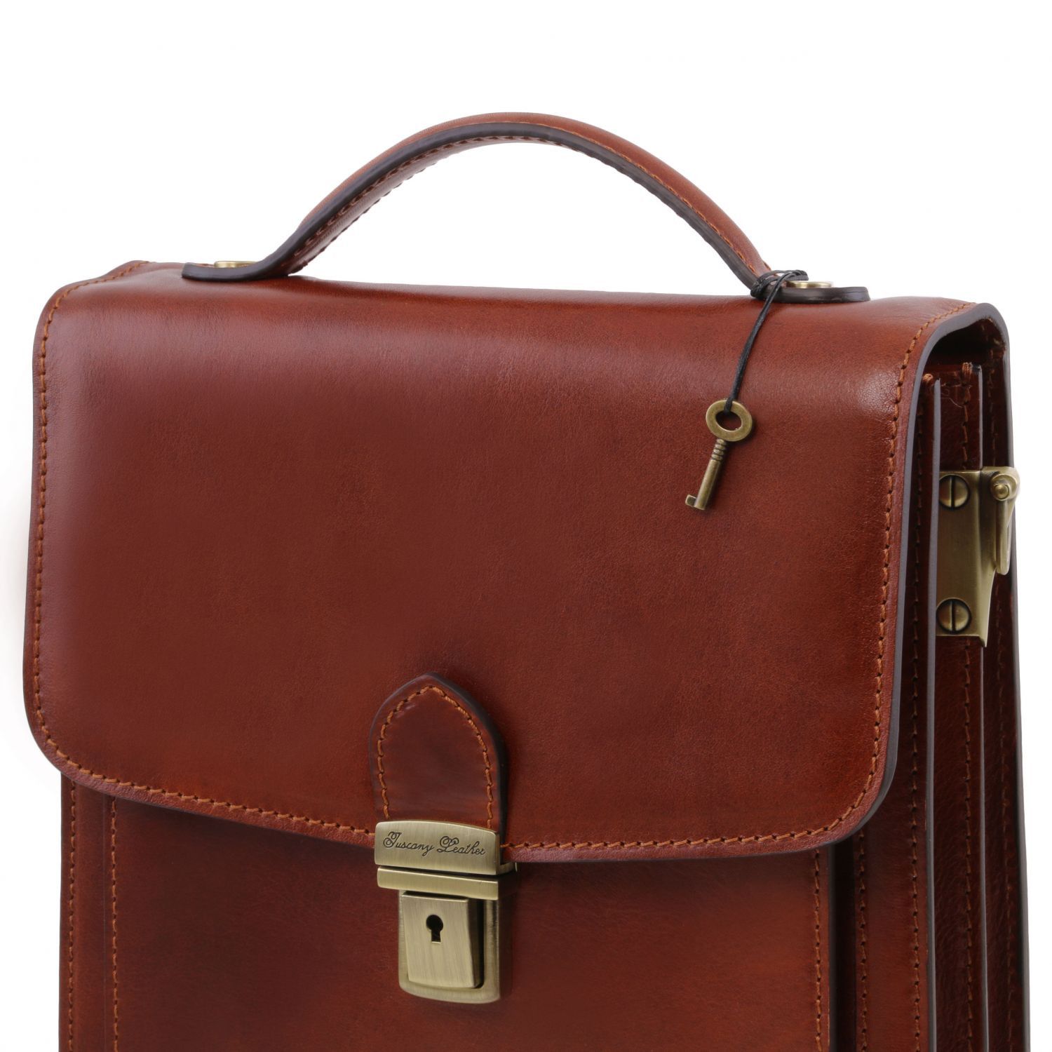 David - Sac bandoulière en cuir pour homme - Grand modèle - Marron foncé (TL141424)