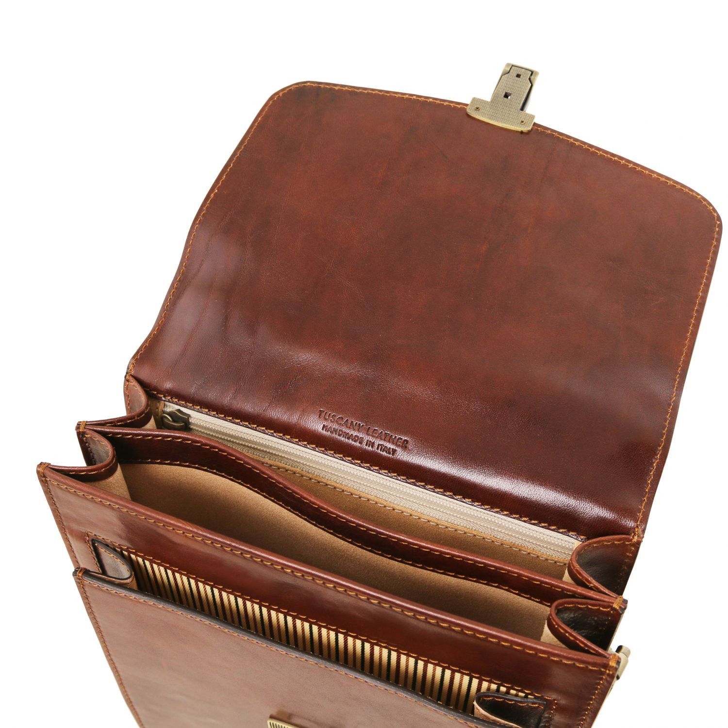 David - Sac bandoulière en cuir pour homme - Grand modèle - Marron foncé (TL141424)