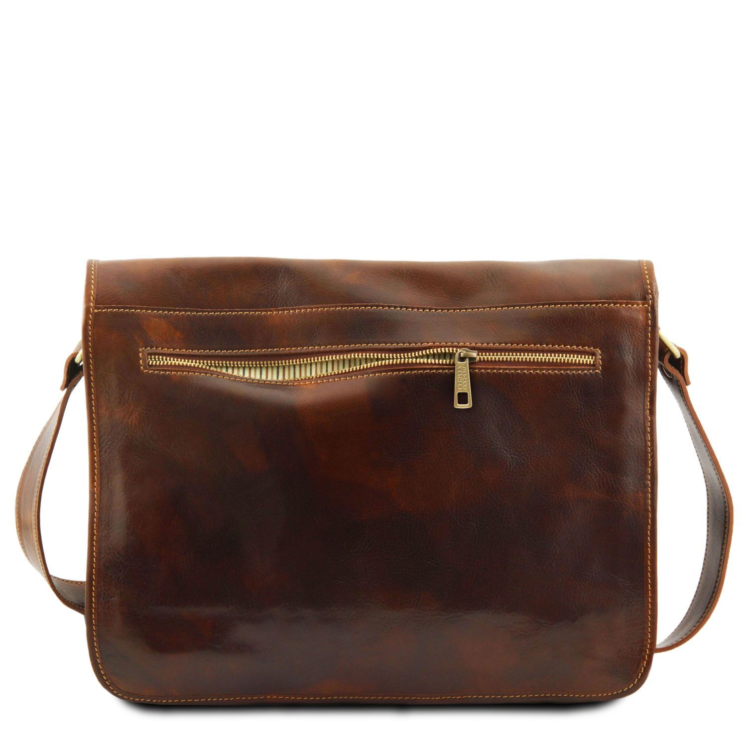 Messenger double - Besace en cuir - Marron foncé (TL90475)