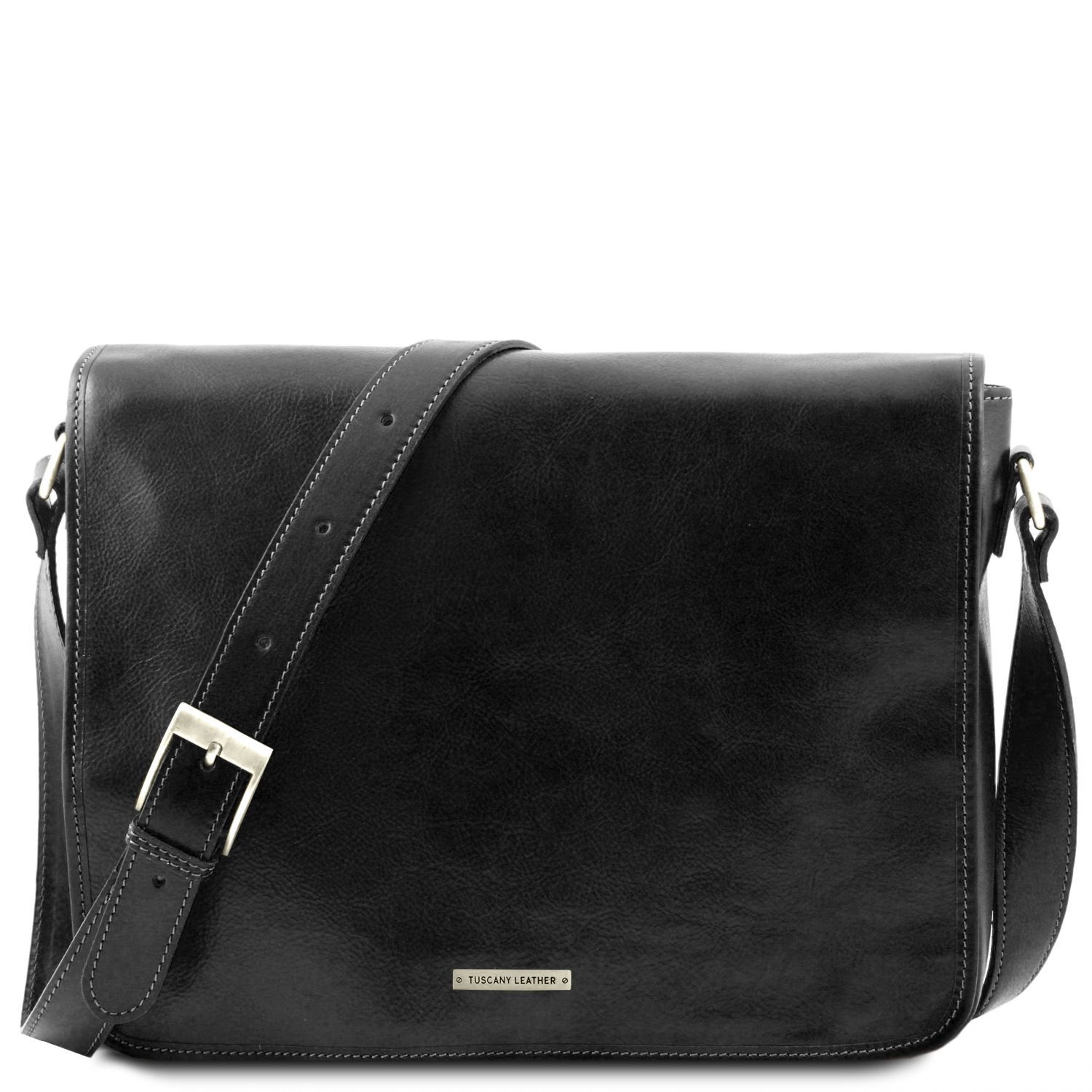 Messenger double - Besace en cuir - Noir (TL90475)