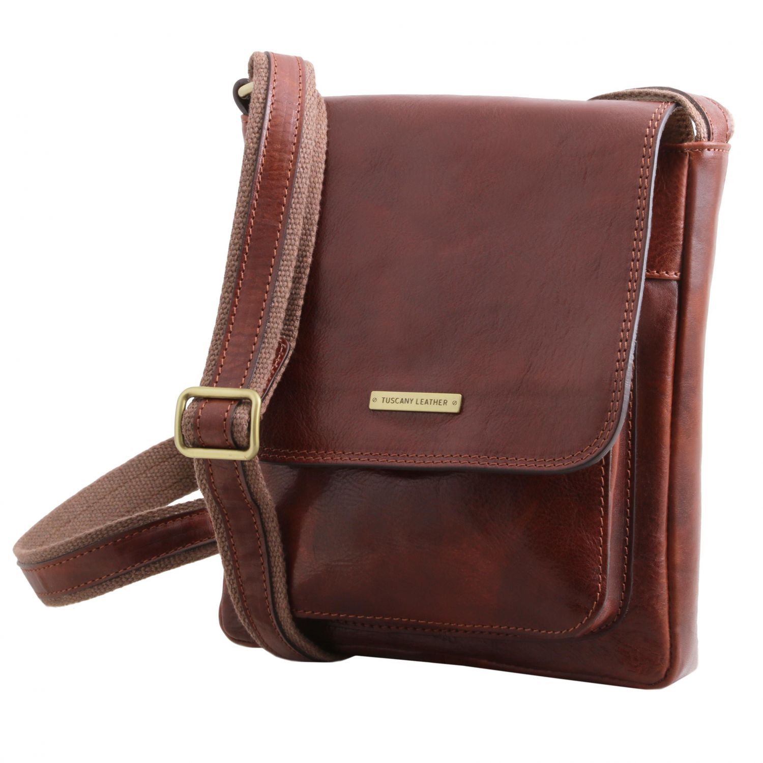 Jimmy - Sac pour homme en cuir avec poche frontale - Marron foncé (TL141407)