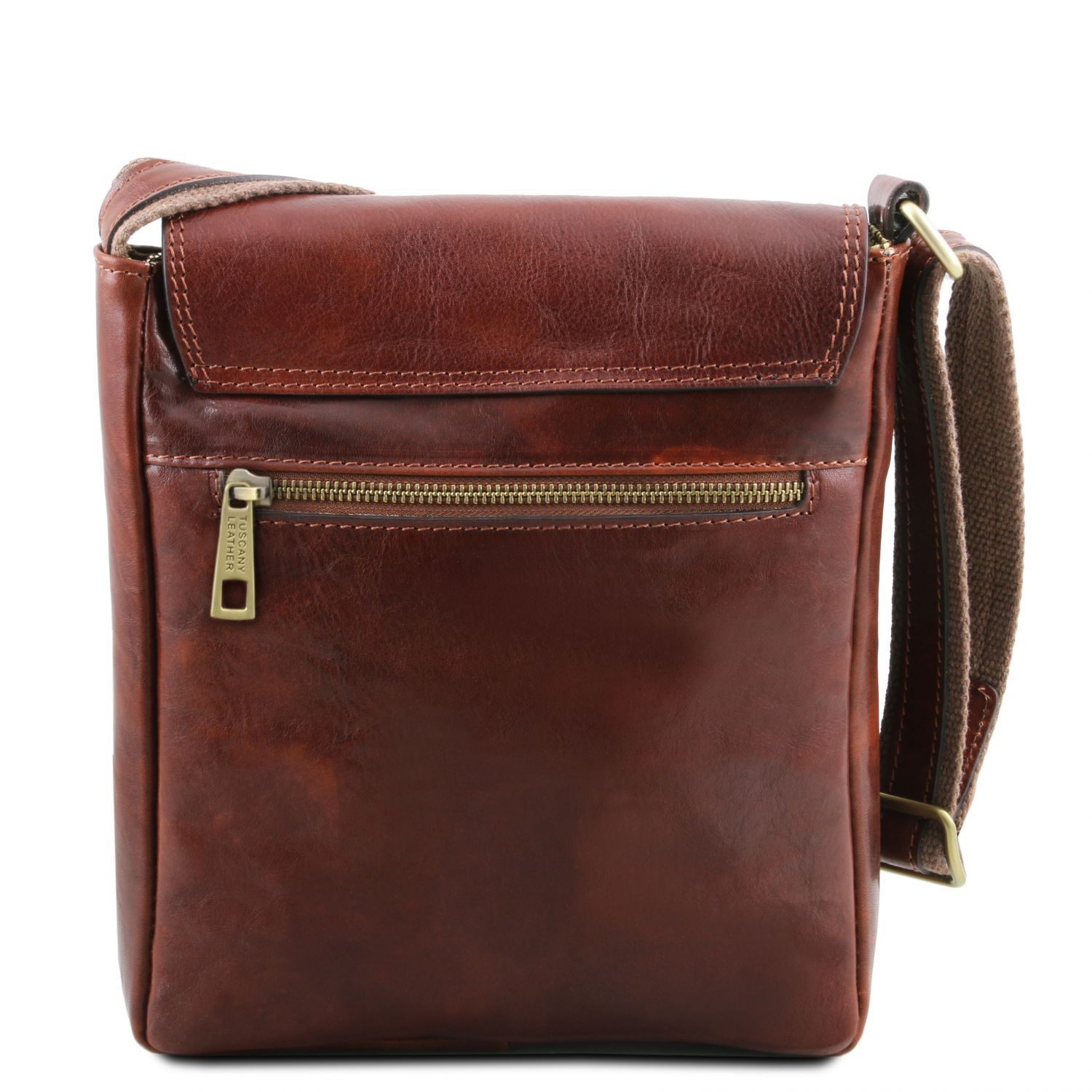 Jimmy - Sac pour homme en cuir avec poche frontale - Marron foncé (TL141407)