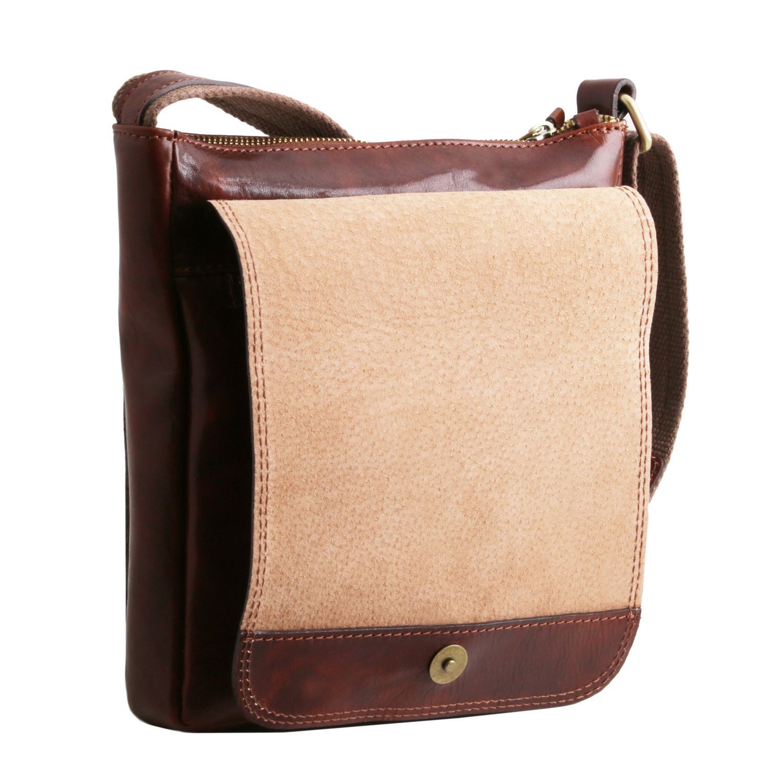 Jimmy - Sac pour homme en cuir avec poche frontale - Marron foncé (TL141407)