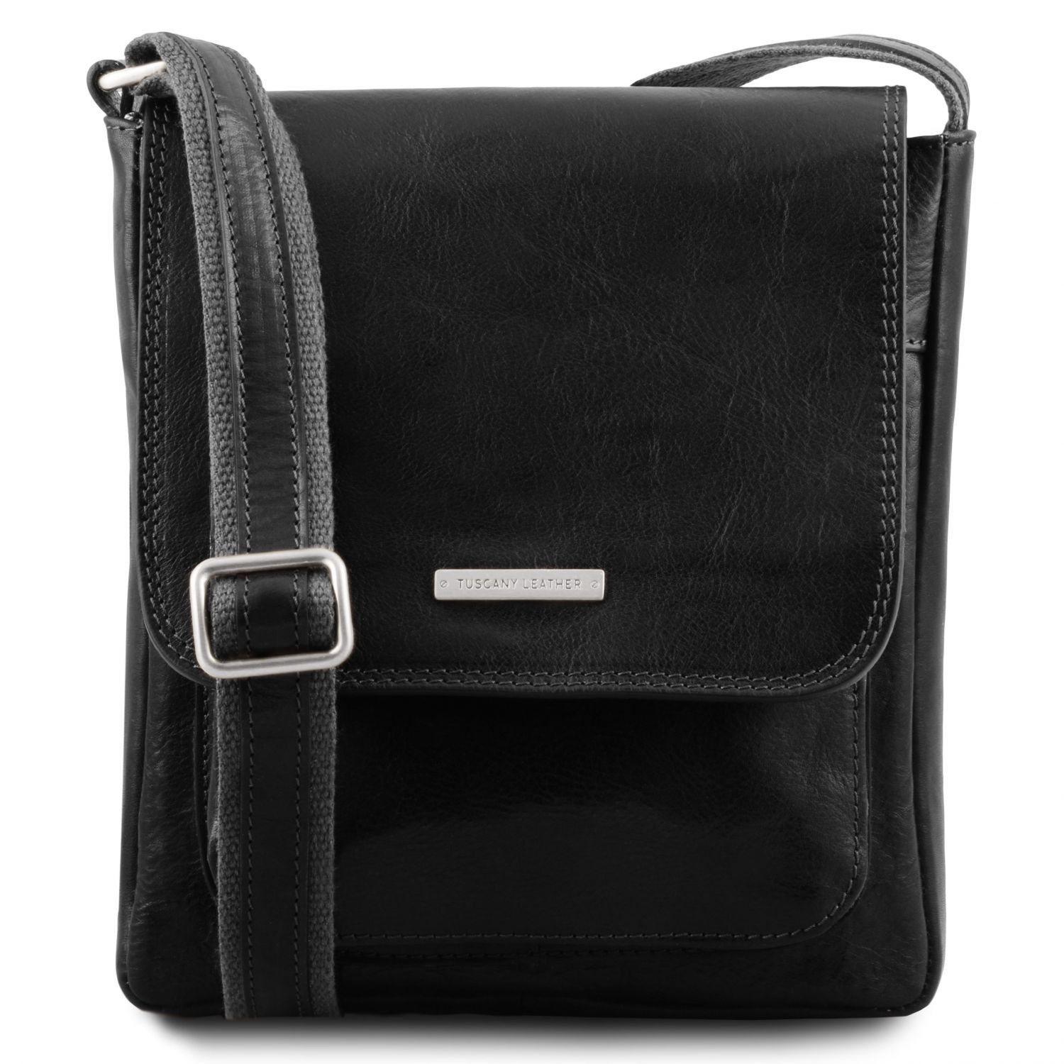 Jimmy - Sac pour homme en cuir avec poche frontale - Noir (TL141407)