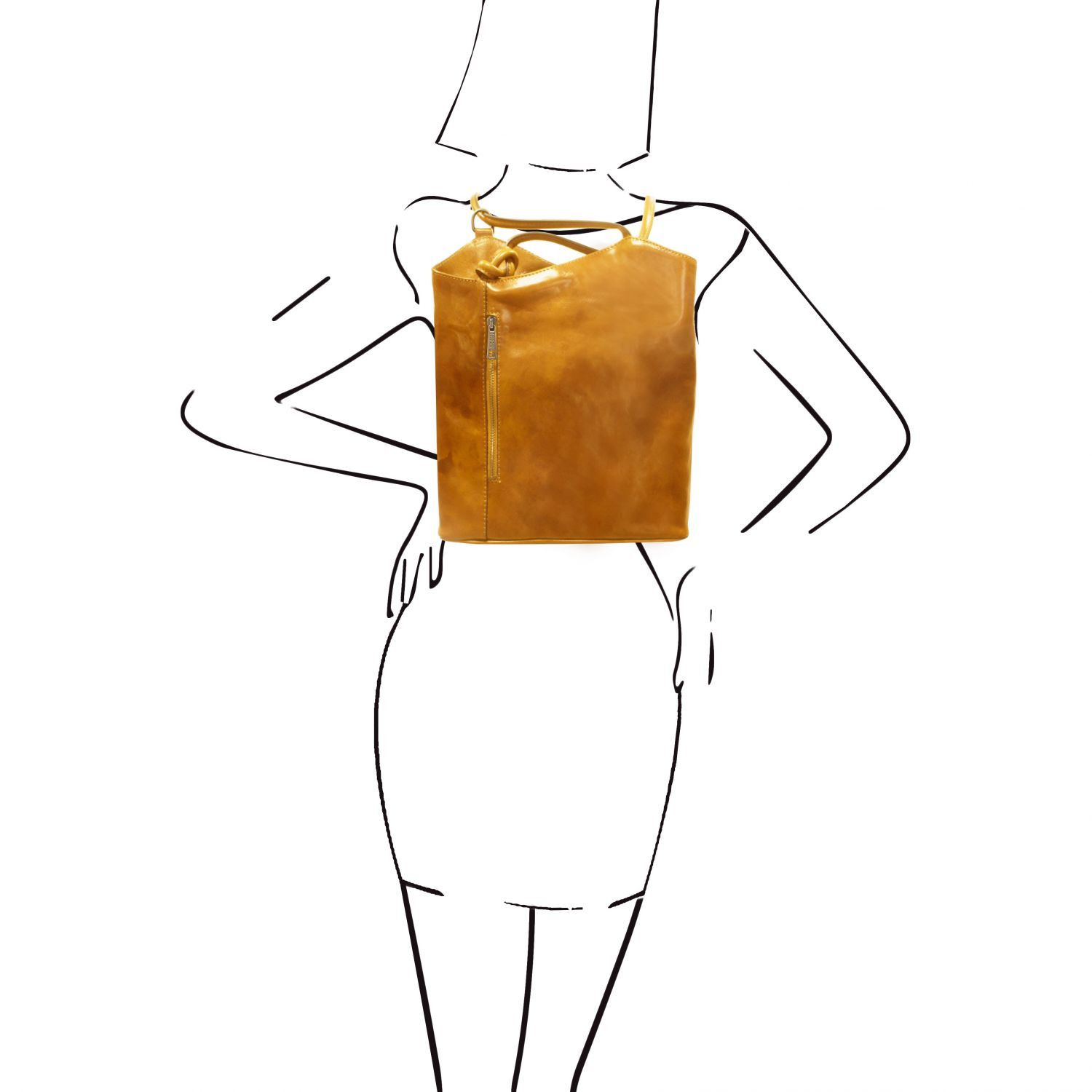 Patty - Sac en cuir convertible en sac à dos - Jaune (TL141497)