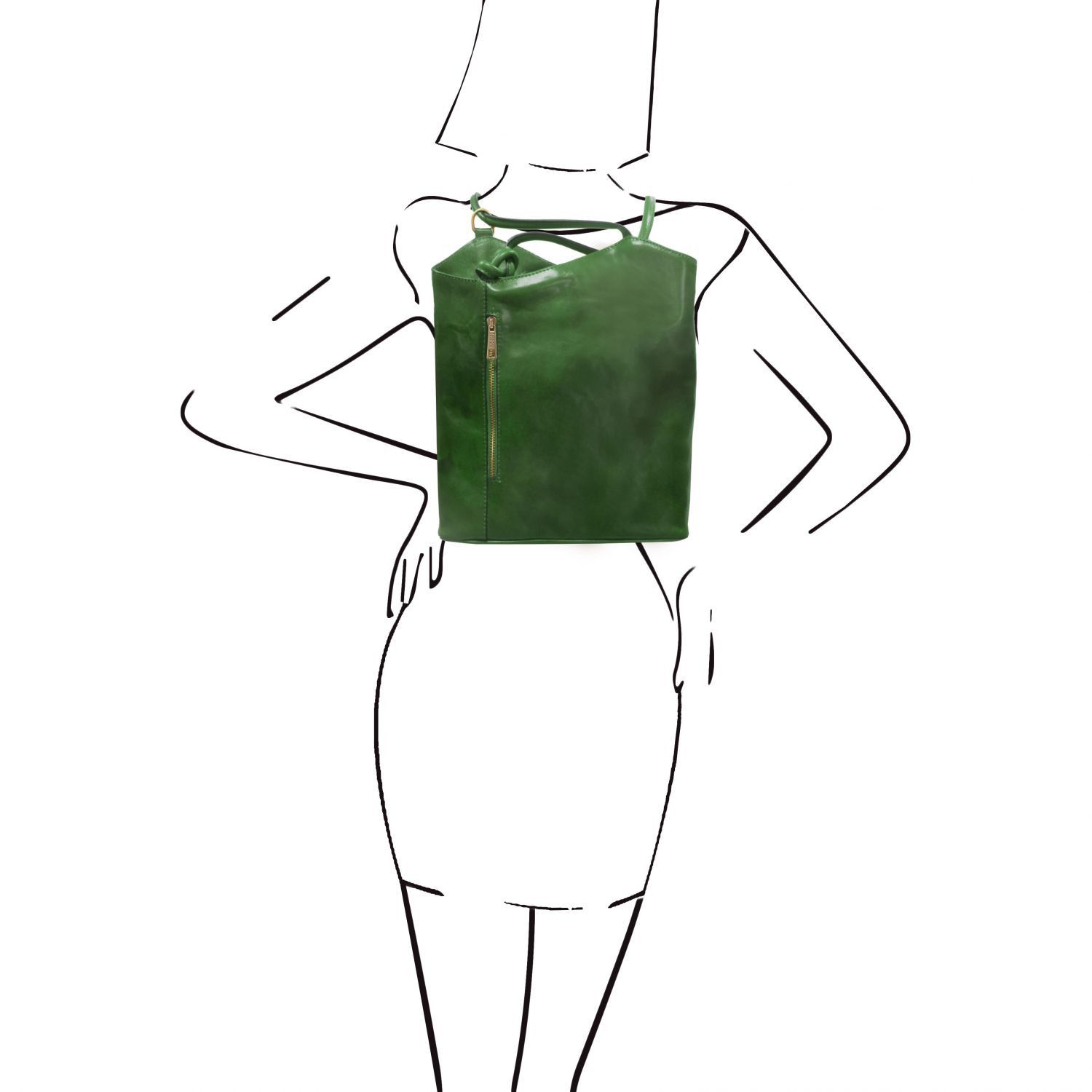 Patty - Sac en cuir convertible en sac à dos - Vert (TL141497)