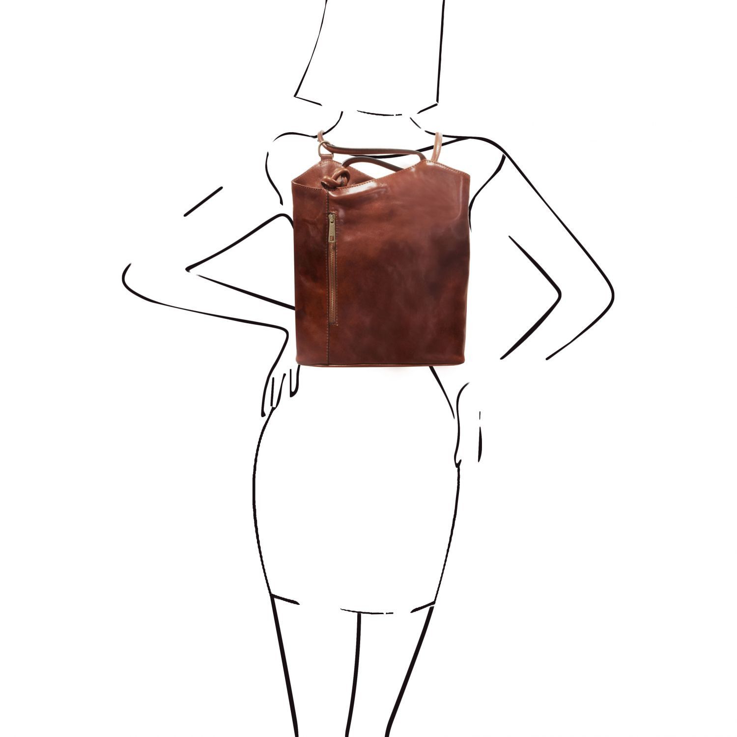 Patty - Sac en cuir convertible en sac à dos - Marron (TL141497)